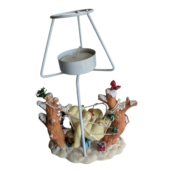 Vintage Christmas Tea Candle Holder with Bear In Hammock With Gifts - Picture 6 of 7